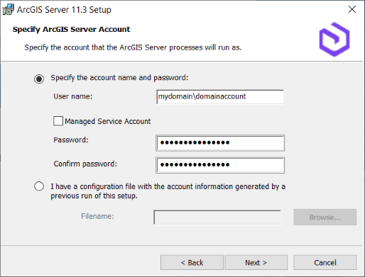 Using a domain account Using a domain account